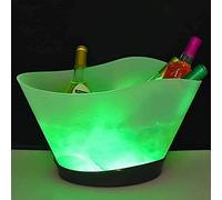 ANSNOW Cubo de Hielo Led Cubo de Hielo Iluminado de Gran Capacidad de 12 Litros con 7 Colores Cambiantes Recargable Champán Vino Bebidas Cerveza Cubo de Hielo Fiesta Bar Hogar/Multicolor