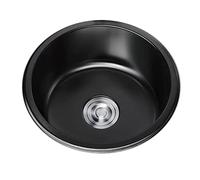 ANSNOW Fregadero Negro Barra de Fregadero de Fregadero Fregadero de Acero Inoxidable Fregadero de Cocina Redondo Fregadero de Estudio con Tubo de Drenaje/40Cm