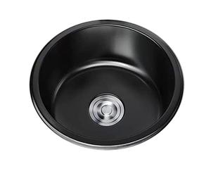 ANSNOW Fregadero Negro Barra de Fregadero de Fregadero Fregadero de Acero Inoxidable Fregadero de Cocina Redondo Fregadero de Estudio con Tubo de Drenaje/28Cm