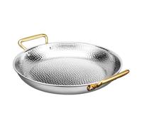 ANSNOW Paella Española Antiadherente de 10 Tamaños Olla para Paella de Mariscos Martillada a Mano de Acero Inoxidable 304 con Asas Dobles, Sartén para Hogares, Cocina/Plata/34Cm