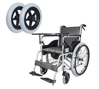 ANSNOW Ruedas Giratorias de Poliuretano de Repuesto para Sillas de Ruedas, Andadores con Ruedas, 200 X 45 Mm, Gris, Llanta de 5 Radios, Rueda Delantera Pequeña, 1 Par