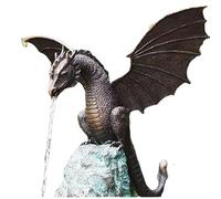 anso Escultura de fuente de resina de dragón patinado para jardín, decoración del hogar, fuente de dragón