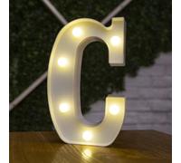 Anso, Letras del alfabeto con luces LED de plástico blanco, letras luminosas para poner de pie de la A a la Z y números 0 ~ 9 (letra C)
