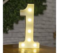 anso Letras LED del alfabeto con números iluminados de plástico blanco, letras decorativas de pie de la A a la Z del 0 al 9 (número 1)