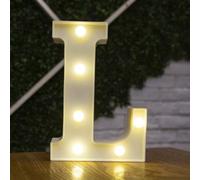 anso Letras LED del alfabeto con números iluminados, letras de plástico blanco, decoración de pie de la A a la Z del 0 al 9 (letra L)