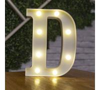 anso Letras LED del alfabeto con números iluminados, letras de plástico blanco, decoración de pie de la A a la Z del 0 al 9 (letra D)