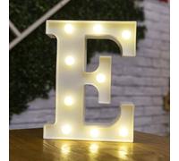 anso Letras LED del alfabeto con números iluminados, letras de plástico blanco, decoración de pie de la A a la Z del 0 al 9 (letra E)