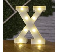 anso Letras LED del alfabeto iluminan números letras de plástico blanco decoración de pie A a Z 0 ~ 9 (letra X)