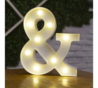 anso Letras LED del alfabeto iluminan números letras de plástico blanco decoración de pie A a Z 0 ~ 9 (símbolo &)
