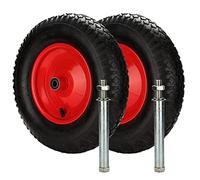 Ansobea 2x Rueda de carretilla con eje 4.80 4.00-8, diámetro 390 mm ,Goma maciza con Eje de insercción , Goma ruedas diámetro de 390 mm de diámetro, carga máxima 180 kg, Negro