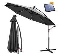 Ansobea 300CM Sombrilla terraza exterior con Solar LED, Sombrillas jardin grandes protección UV, Parasoles de jardin con soporte, Sombrilla de Jardin, Terraza(Antracita)