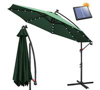 Ansobea 350CM Sombrilla terraza exterior con Solar LED, Sombrillas jardin grandes protección UV, Parasoles de jardin con soporte, Sombrilla de Jardin, Terraza(Verde)