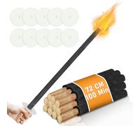 Ansobea 50 antorchas de cera, tiempo de combustión 100 min, antorchas de jardín con protección de manos, antorcha de fuego con mango extra largo, para una caminata con niños, fogata, al aire libre