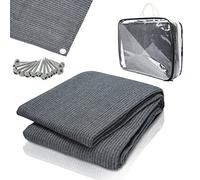 Ansobea Alfombra para toldo, 3 x 4 m, Alfombra de Camping para Exteriores, con 12 Agujeros, 13 piquetas y Bolsa de Transporte, HDPE, Transpirable, Alfombra de Camping