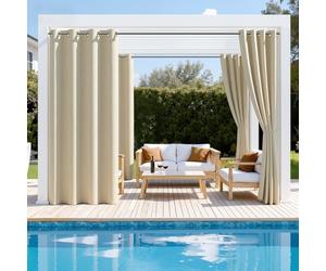 Ansobea Cortina de exterior de 132 x 244 cm (ancho x alto), opaca, impermeable, resistente a la intemperie, para exteriores, con ojales, protección visual y protección solar, para jardín, balcón