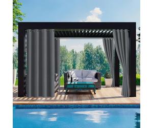 Ansobea Cortina de exterior de 132 x 244 cm (ancho x alto), opacas, impermeables, resistentes a la intemperie, para exteriores, con ojales, protección visual y protección solar, para balcón, jardín,