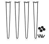 Ansobea Hairpin Legs Patas de mesa de metal negro, horquilla, patas de mesa, 12 mm, patas de acero, 2 barras, 72 cm, 4 unidades