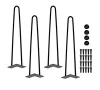 Ansobea Hairpin Legs Patas de mesa de metal negro, horquilla, patas de mesa, 12 mm, patas de acero, 2 barras, 35 cm, 4 unidades