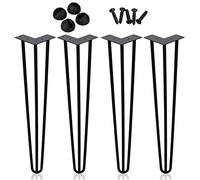 Ansobea Hairpin Legs Patas de mesa de metal negro, horquilla, patas de mesa, 12 mm, patas de acero, 3 barras, 61 cm, 4 unidades