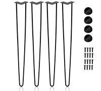 Ansobea Juego de 4 patas de mesa de metal negro con 2 barras, para escritorio, mesa de café, con protector de suelo y tornillos (72 cm)