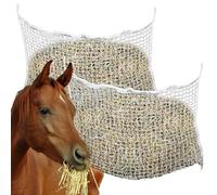 Ansobea Red de heno para caballos, 160 x 100 cm, malla estrecha, 3 x 3 cm, bolsa de malla para heno, mejora la digestión y el bienestar, saco de heno para ponis, caballos jóvenes, caballos viejos,