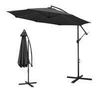 Ansobea Sombrilla colgante de 300/350 cm, sombrilla para jardín con/sin LED solar, con manivela y pie cruzado, protección UV 50+ de poliéster, repelente al agua, con abertura de ventilación, para