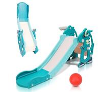 Ansobea Tobogán infantil 4 en 1 con máquina de aprendizaje temprano inglés, diapositiva divertida para niños a partir de 2 años, para interiores y exteriores, color verde