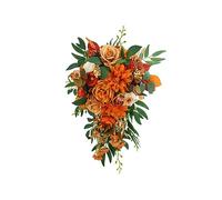 Ansofi Ramos de Boda Naranja Quemado de 11 Pulgadas para Novia, rústico, Bohemio, en Cascada, Ramo de Novia, Flores para otoño, Vintage, Boda, Fiesta, Ceremonia