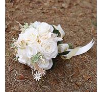 Ansofi Ramos de Boda para Novia, Dama de Honor, Ramo de Boda, Ramo de Boda Beige y Blanco, Ramo de Novia Artificial para Boda, Bohemio, rústico, Ceremonia de Boda, Aniversario