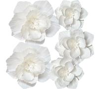 ANSOMO Flores de Papel Blanco Artificiales 3D para decoración de Pared, Boda, cumpleaños, Novia, Baby Shower, guardería, telón de Fondo, centros de Mesa, Suministros de decoración de Fiesta