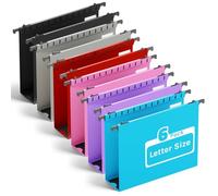 Ansook Carpeta colgante tamaño carta, capacidad extra, carpetas de plástico de expansión de 2 pulgadas para colgar con pestañas, paquete de 6 organizadores de archivos colgantes reforzados, carpetas