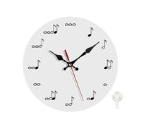 Ansouyi Reloj de pared redondo, funciona con pilas, reloj de pared de 10 pulgadas, notas musicales negras en blanco, silencioso, sin tictac, para sala de estar, cocina, hogar, baño, dormitorio,