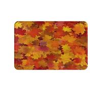 Ansouyi Tapete de baño de 20 x 30 pulgadas, color naranja otoñal con hojas de arce, antideslizante, lavable, alfombra de suelo para cocina y dormitorio