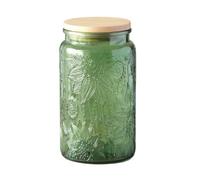 ANSQU Bote de vidrio verde, tarro de caramelo de 34 onzas con tapa, tarros de colores vintage para cocina, tarro decorativo para café, té, dulces, galletas, bonitos tarros (verde, 1 unidad)