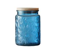 ANSQU Tarro de vidrio azul, recipiente de vidrio vintage de 23.7 onzas líquidas con tapa hermética, tarro de caramelos/contenedor de azúcar para cocina, despensa, café, té, galletas, tarros