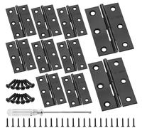 Anstore 10 bisagras plegables de acero inoxidable negro 66 x 42 x 1 mm, bisagras para muebles resistentes con diseño de 6 agujeros para armarios, puertas y ventanas, incluye 60 tornillos