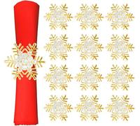 Anstore 12 Servilleteros de Copo de Nieve de Navidad, Dorados Servilleteros de Alce Hebilla de Servilleta de Ciervo para Decoración Mesa Fiesta Cena Banquete Acción Gracias Almuerzo De Navidad