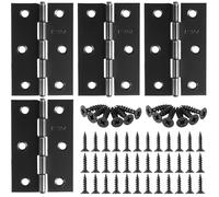 Anstore 4 bisagras negras plegables 75 × 50 x 1,2 mm, acero inoxidable, bisagra de piano, bisagra pequeña para puertas, ventanas, armarios con 48 tornillos de 16 x 3,5 mm