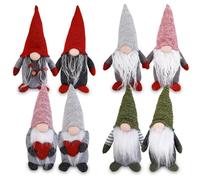 Anstore 8pcs Gnomos Decorativos de Navidad, 20cm Duendes de Navidad Hechos a Mano, Peluche Navidad Regalos Rojo Verde Gris, Duende Muñecos de Navidad Decor para Hogar Casa, Pascua, Navidad