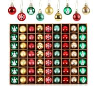 Anstore Adornos de Navidad Rojo Verde Dorado, 63 Piezas Bolas de Navidad de 3cm Adornos Pequeños Bolas Colgantes Decorativas de Plástico Irrompibles para Árbol de Navidad y Decoración de Fiestas
