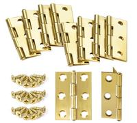 Anstore Bisagras de acero inoxidable, 44 x 32 x 1 mm, 10 unidades, bisagras traseras plegables, bisagras de acero inoxidable doradas con 72 tornillos de 6 x 11 mm para armarios, ventanas, puertas