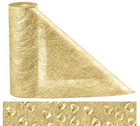 Anstore Camino dorado en rollo de 30 m, 23 cm de ancho, fieltro, mesa para bodas con 150 corazones decorativos, brillante, mantel dorado