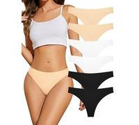 ANSUKOO Tangas Mujer Pack,Bragas Mujer Sin Costuras Invisibles,Braguitas BrasileñAs LenceríA Sexy,Microfibra Ropa Interior CóModa,Women Seamless Underwear,Deportivos Thong Laser Panties,Paquete De 6