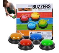 Answer Buzzers, Classroom Game Buttons with Lights Sound, 4X Fun Quick Response Props, Easy Interactive Competition Tools, Durable Learning Accessories for Family Parties Kids Activities