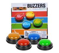 Answer Buzzers, Classroom Game Buzzers with Lights and Sound, 4X Fun Quick Response Buttons, Easy-to-Use Competition Props for Family, Games and Quizzes, 3,15 x 3,15 x 1,57 pulgadas
