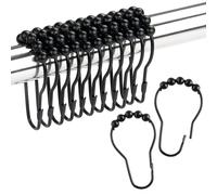 Ansxiy Shower Curtain Hooks Rings, Rustproof Metal Shower Curtain Rings for Bathroom Shower Rods Curtains - Set of 12, Matte Black