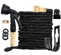 Ansyu - Manguera de jardín extensible de hasta 30 m con pistola rociadora de 8 funciones, manguera de riego mágica extensible, antifugas, accesorios de latón, soporte de manguera, bolsa de