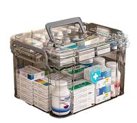 Ant Warrior Caja de medicamentos, Medicine box, Caja Organizadora para Medicina portátil de 2 capas,con asa, para hogar al aire libre,31x21x15 cm