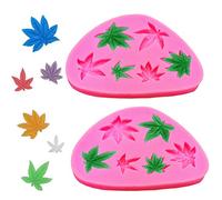 Antallcky Paquete de 2 moldes de silicona para fondant de hojas de marihuana, para decoración de pasteles con temática de hojas de cáñamo, chocolate, caramelo, arcilla polimérica, galletas, azúcar,