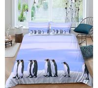 Antarctic Wildlife Funda Edredon Juego de Ropa de Cama de 3 Piezas Impresión 3D Cierre de Antarctic Wildlife Funda de Edredón Funda de Almohada a Juego for Ancianos Super King（260x220cm）